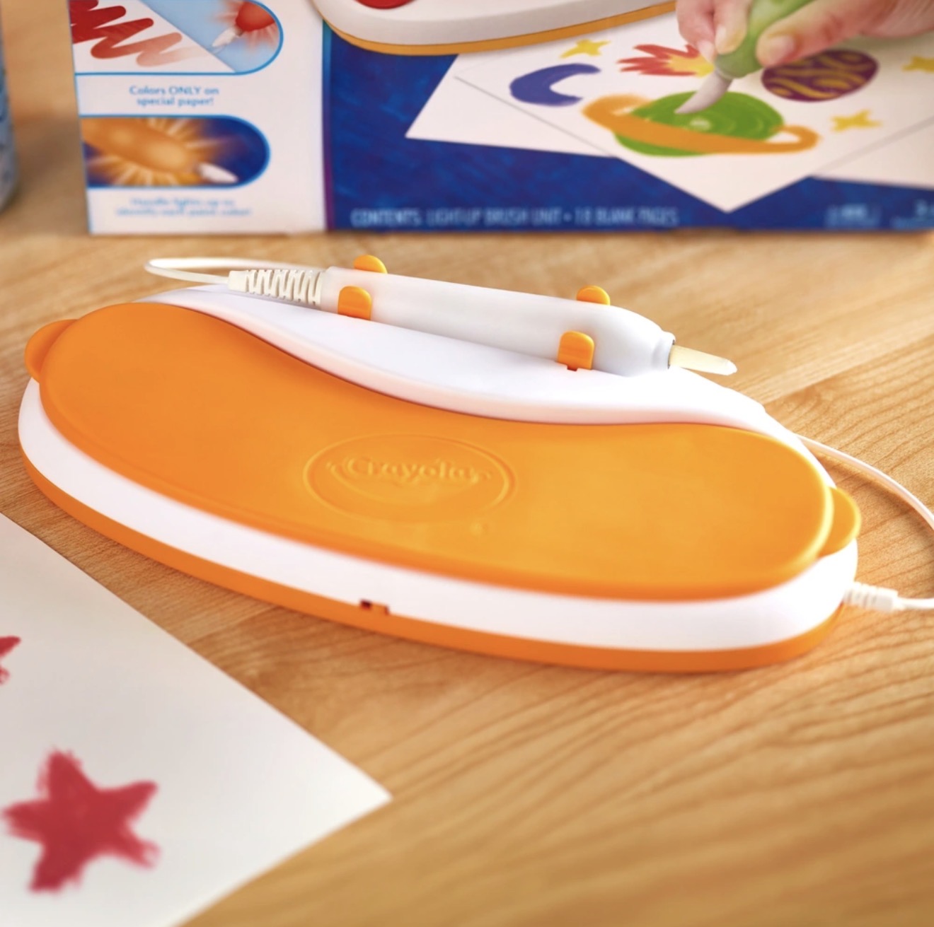 Magic Light Brush™ – Mess-Free Painting Set for Kids | Color Wonder Style Water Paint Pen with 6 Rainbow Pots & Drawing Sheets