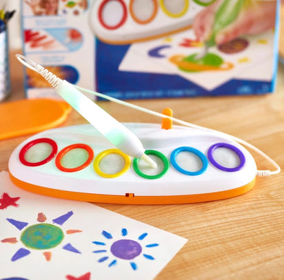 Magic Light Brush™ – Mess-Free Painting Set for Kids | Color Wonder Style Water Paint Pen with 6 Rainbow Pots & Drawing Sheets