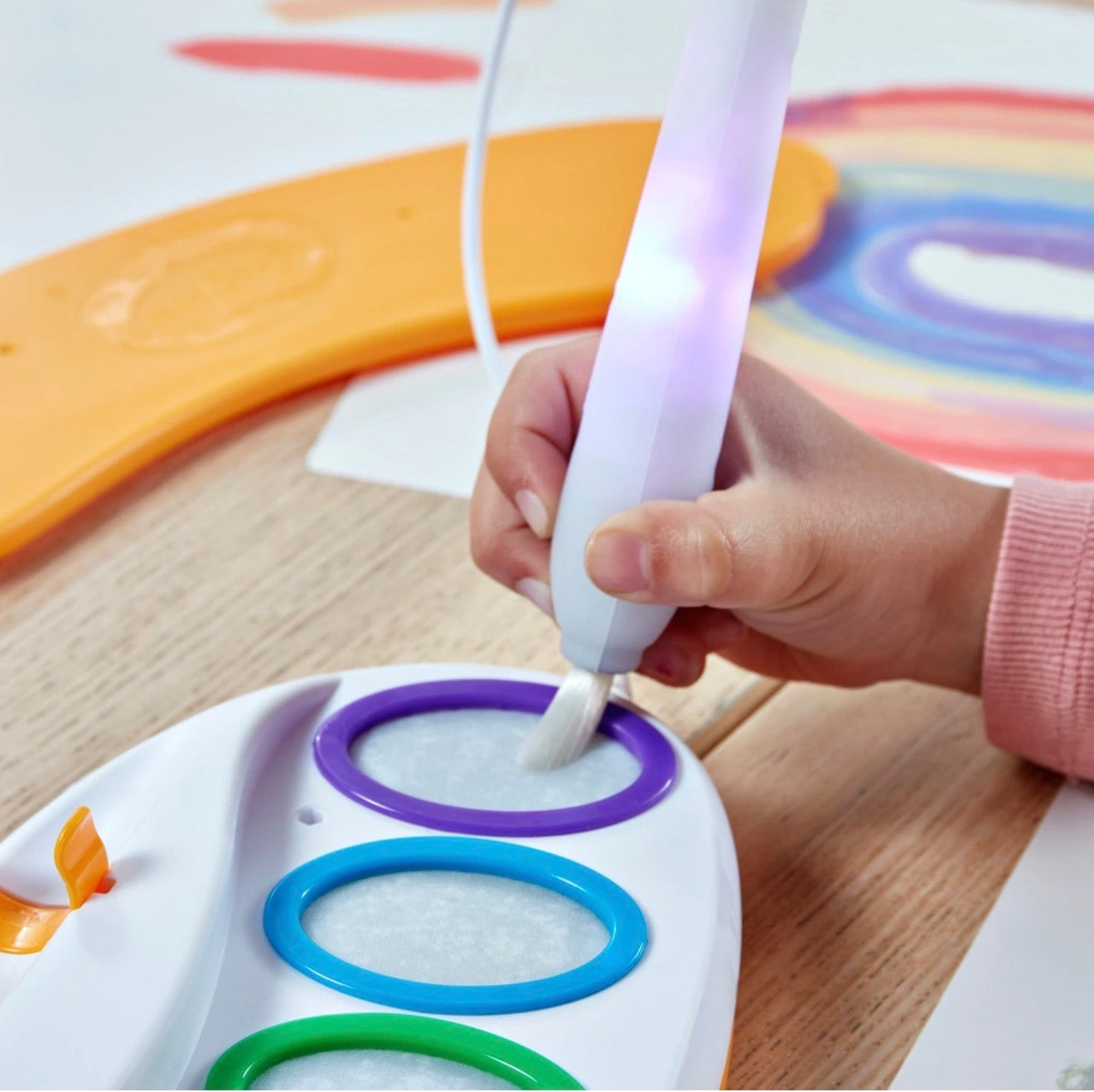 Magic Light Brush™ – Mess-Free Painting Set for Kids | Color Wonder Style Water Paint Pen with 6 Rainbow Pots & Drawing Sheets