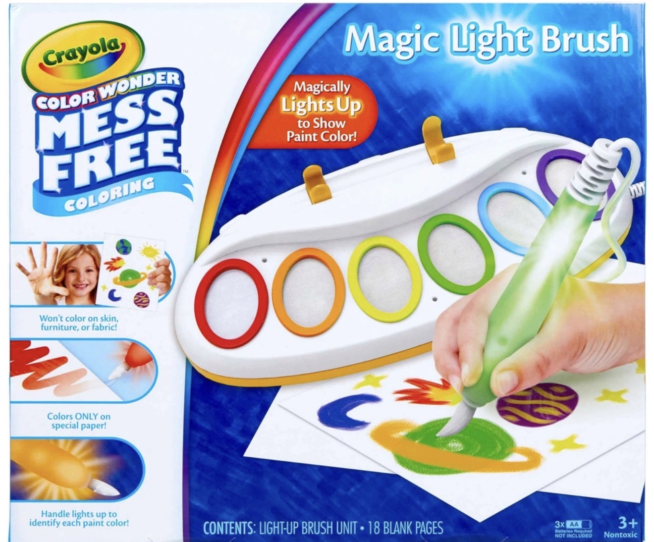 Magic Light Brush™ – Mess-Free Painting Set for Kids | Color Wonder Style Water Paint Pen with 6 Rainbow Pots & Drawing Sheets